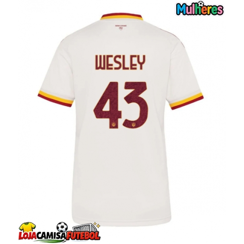Camisa de Futebol AS Roma Wesley Franca #43 Equipamento Secundário Mulheres 2026-27 Manga Curta